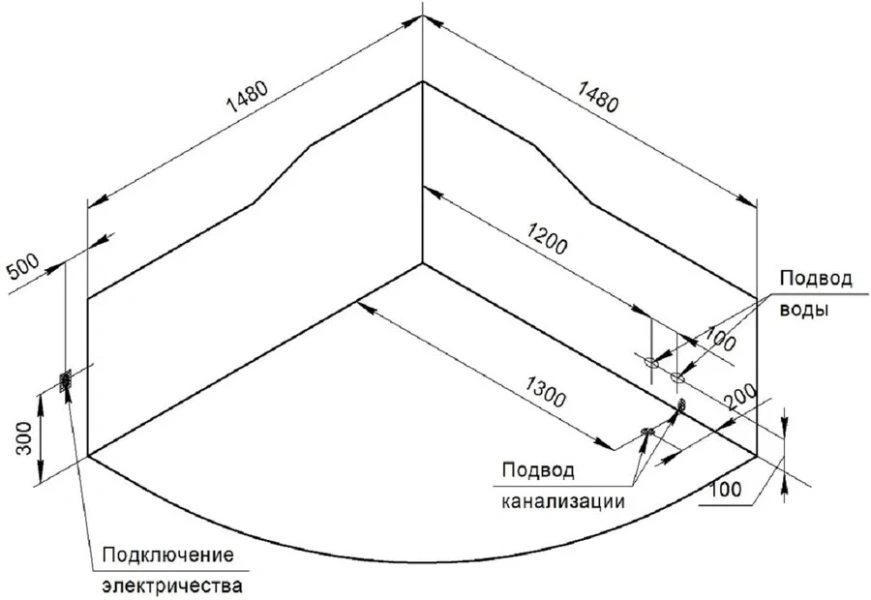 Акриловая ванна Радомир Сорренто 1-01-4-0-9-038К, 140 x 140 см, каркас, подголовник - 2 шт., фронтальный экран, сифон, слив-перелив автомат в комплекте, белая/бронза - фото 4