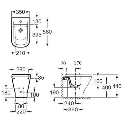 Биде напольное Roca The Gap белое - фото 3