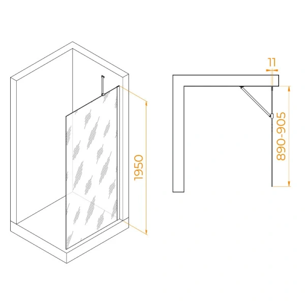 Душевая перегородка RGW Walk In WA-102W 90 см профиль белый, современные, hi-tech - фото 2