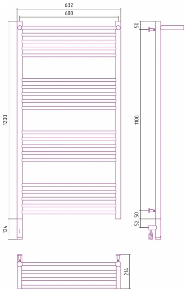 Полотенцесушитель электрический Сунержа Богема 3.0 1260 60х120 см с полкой - фото 2