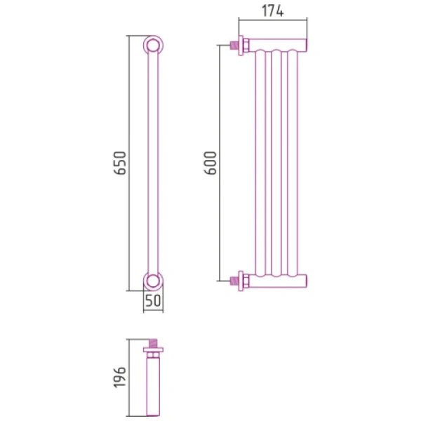 Полотенцесушитель водяной Сунержа Хорда 5х60 см черный матовый, современные, hi-tech - фото 2