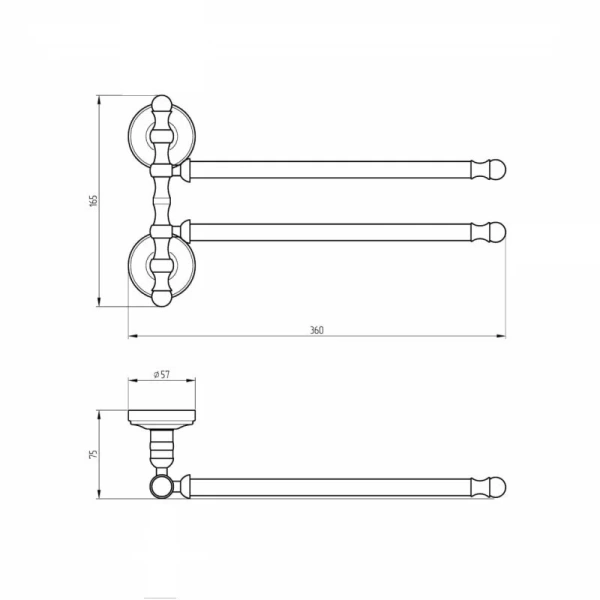 Полотенцедержатель Migliore Mirella медь, классические, ретро, декорированные - фото 2