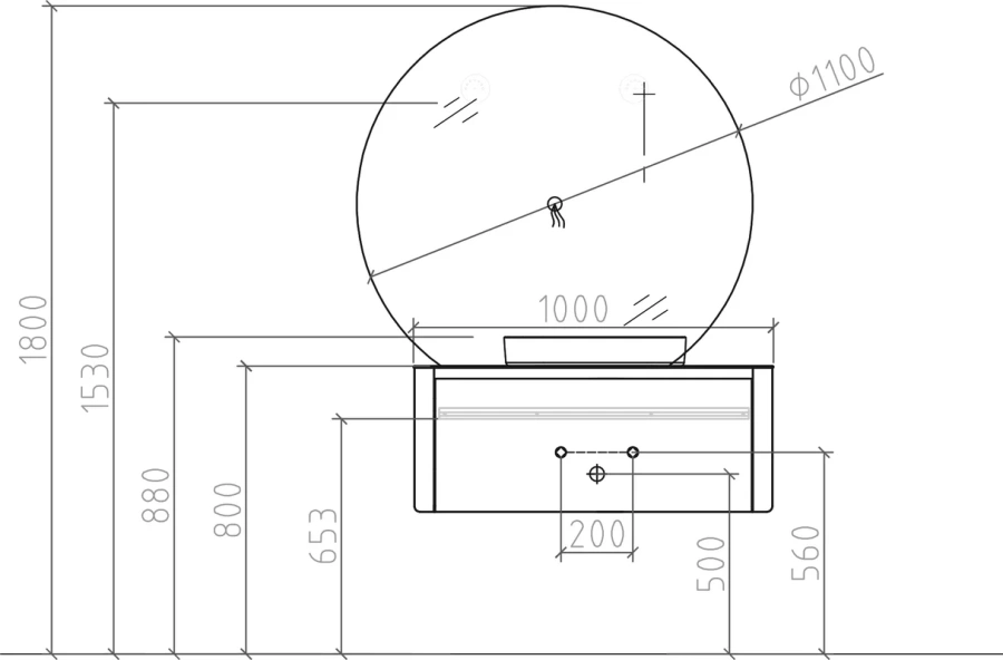 Зеркало с подсветкой Black&White Universe 110 см круглое, с подсветкой - фото 6