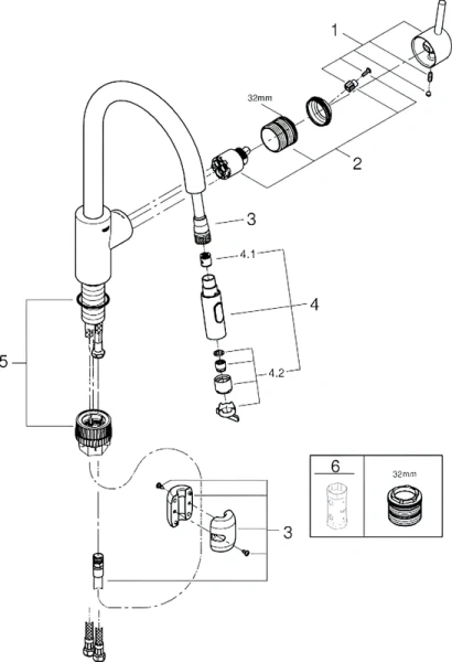 Смеситель для кухни хром Grohe Concetto , высокие, округлая форма - фото 5