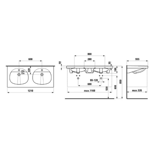 Раковина двойная Laufen Talux 8.1467.7 - фото 3