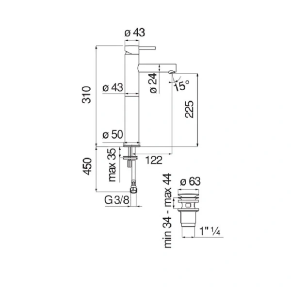 Смеситель для раковины Nobili Live LV00428/2 высокий - фото 4