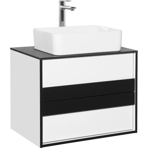 Тумба под раковину подвесная Style Line Амстердам 70 см белая/черная, подвесная, пристенная - фото 4