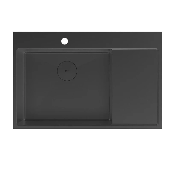 Мойка для кухни Lemark Kezadra 78 см чёрный матовый, правая, из нержавеющей стали, стальные, металлические - фото 3