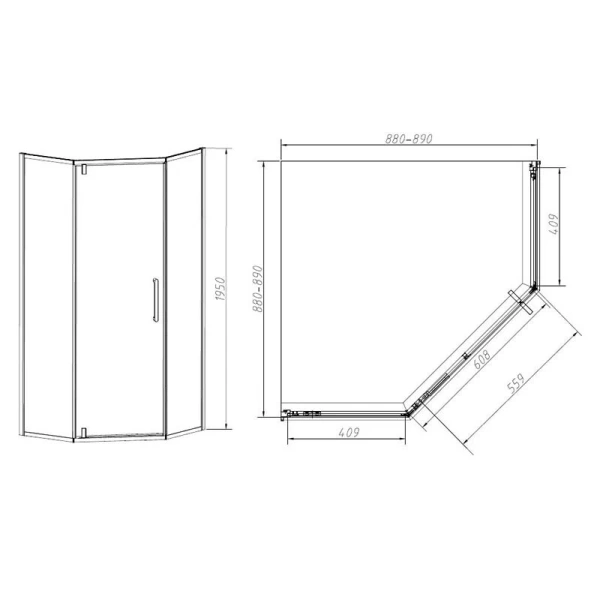 Душевой уголок Vincea Slim-N 90х90 см профиль хром - фото 2