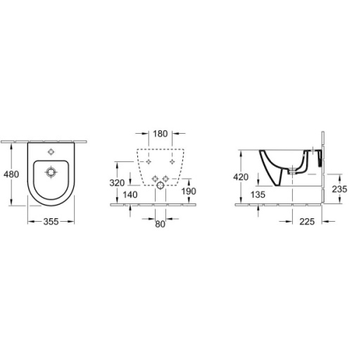 Биде подвесное Villeroy & Boch Subway 2.0 белое, с горизонтальным выпуском - фото 3