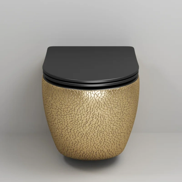 Унитаз подвесной Grossman Color золотой/черный, безободковые, сиденье с микролифтом , с антивсплеском - фото 5