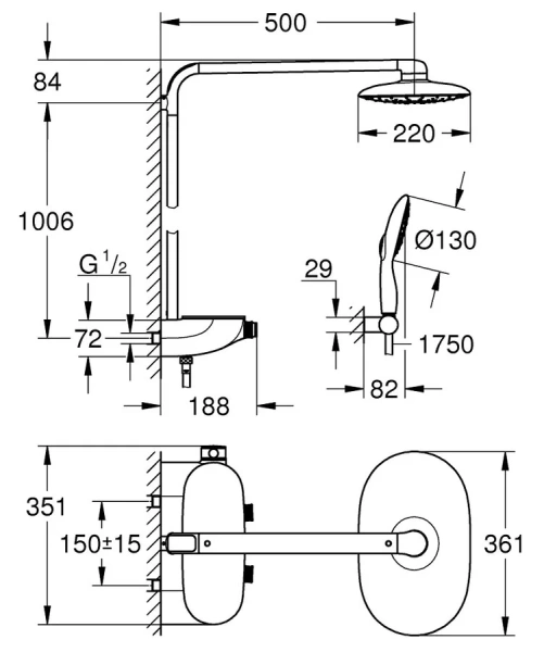 Душевая система GROHE Rainshower SmartControl 26361000 - фото 2