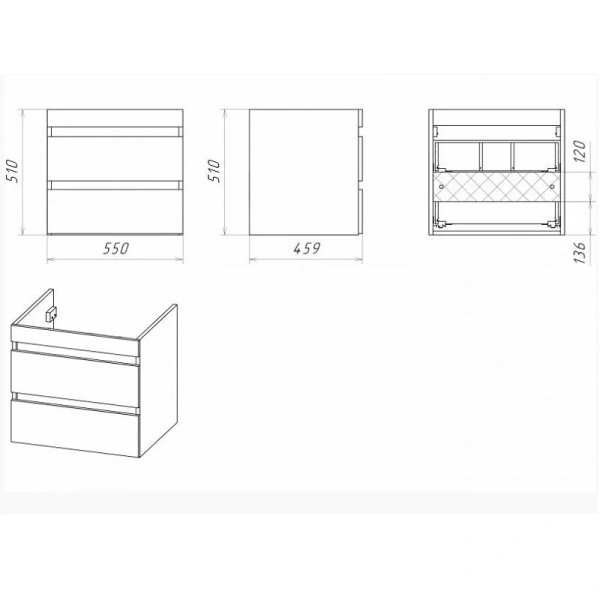 Тумба под раковину подвесная Misty Фостер 55 см белая, современная, hi-tech - фото 3