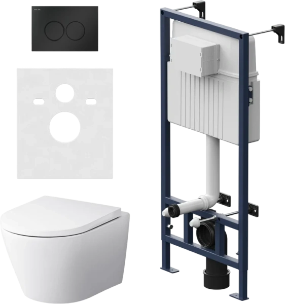 Унитаз с инсталляцией Am.Pm Sense с черной клавишей - фото 1