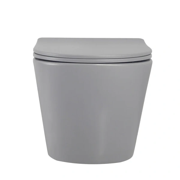 Унитаз подвесной Abber BEQUEM серый матовый, безободковые - фото 7