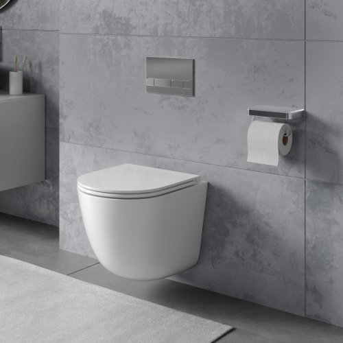 Унитаз подвесной Lemark Glazer безободковый белый, с горизонтальным, прямым выпуском, с прямым выпуском - фото 7