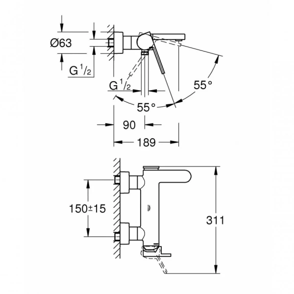 Смеситель для ванны Grohe Plus 33553003 - фото 4