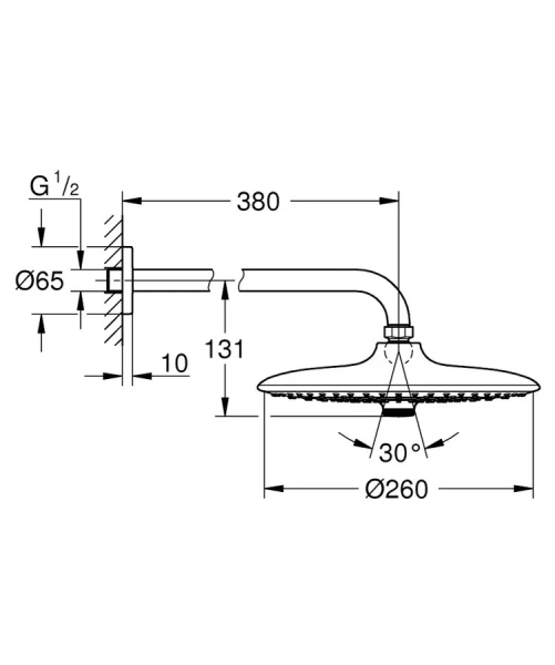 Верхний душ с кронштейном Grohe Euphoria SmartControl 26459000  - фото 2