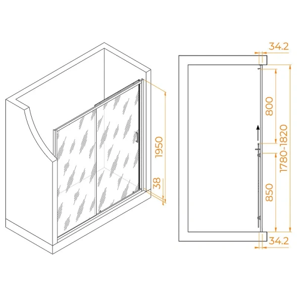 Душевая дверь в нишу RGW Passage PA-14Gr 180 см профиль серый, стекло прозрачное, современные, hi-tech - фото 2