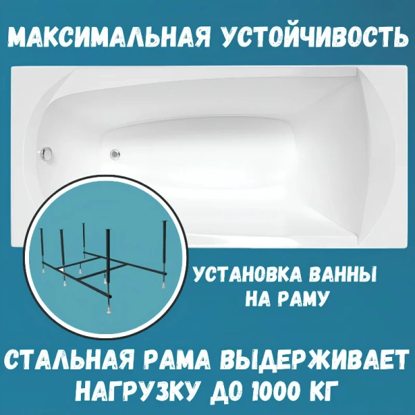 Ванна акриловая 1MarKa Elegance 01эл1470кс2+, 140 x 70 см, цвет белый, в наличии - фото 10