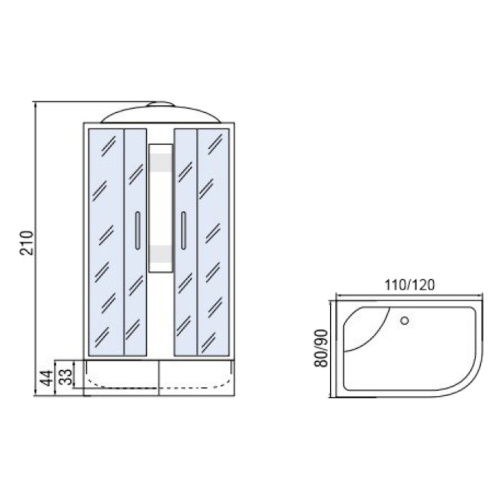 Душевая кабина River MOHOMAХ 110/80/44 MЗ 110x80 см - фото 4