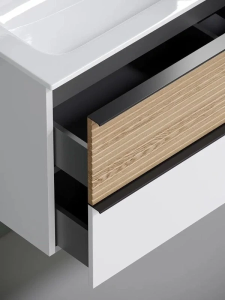 Тумба под раковину подвесная Sancos Delta 100 см правая дуб светлый/белая - фото 4