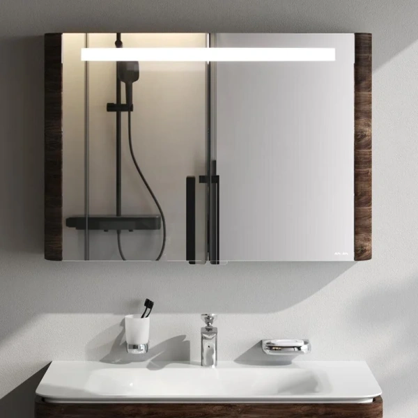 Зеркальный шкаф с подсветкой Am.Pm Sensation 100 см орех, темно-коричневые - фото 5