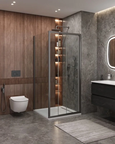 Душевой уголок Cezares Molveno 90х90 см стекло прозрачное профиль оружейная сталь - фото 3