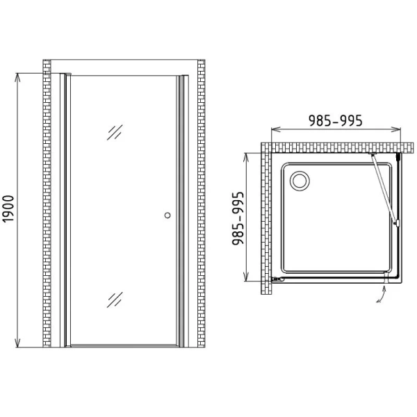 Душевой уголок Gemy New Rockcoco 100 S03161C - фото 2