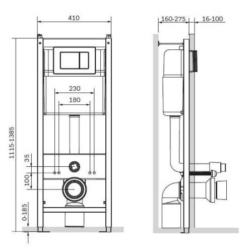 Инсталляция для подвесного унитаза Am.Pm с клавишей - фото 2