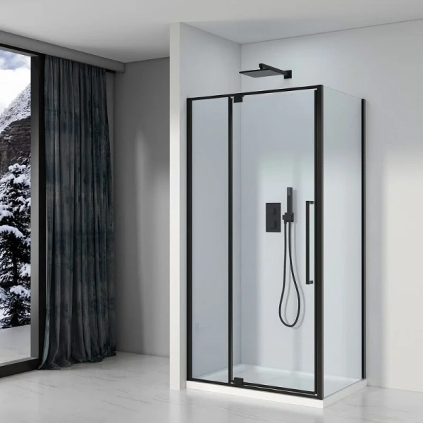 Душевой уголок Black&White Stellar Wind 100x100 см профиль черный, стекло прозрачное, современные, hi-tech - фото 3
