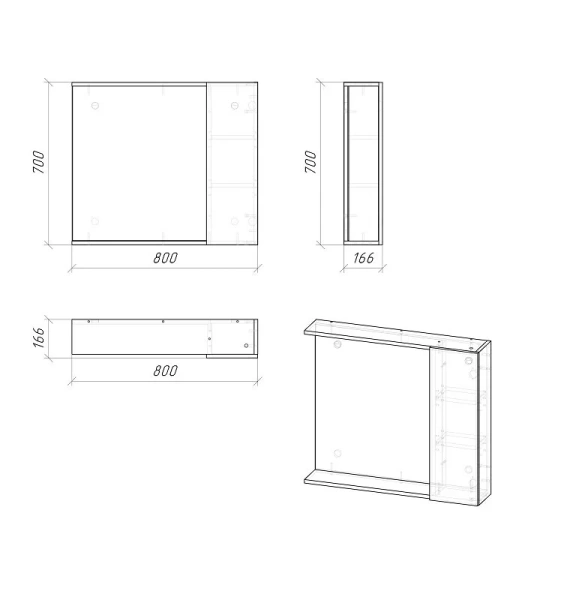 Зеркальный шкаф Grossman Юнит 80 см кадена лайт - фото 2