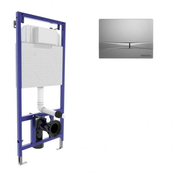 Инсталляция для унитаза BERGES Novum кнопка матовый хром - фото 1