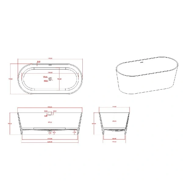Акриловая ванна Timo ELISSA1700, 170 х 80 см, цвет белый, белые - фото 8