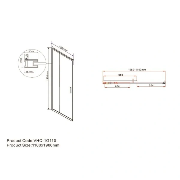 Душевой уголок Vincea Garda 110х100 см брашированное золото текло прозрачное, прямоугольные - фото 2