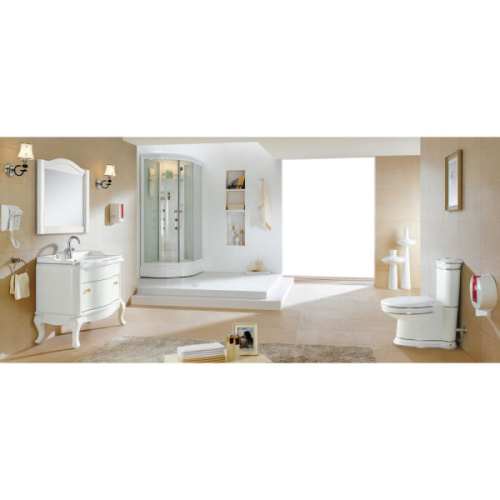 Унитаз компакт CeramaLux Luxe Classic белый/хром, с бачком - фото 2