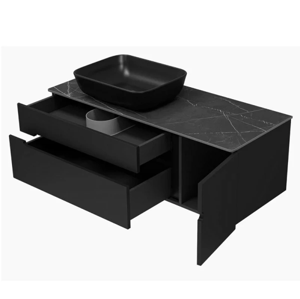 Тумба под раковину подвесная Misty Роял 120 см черная, 120 см - фото 6