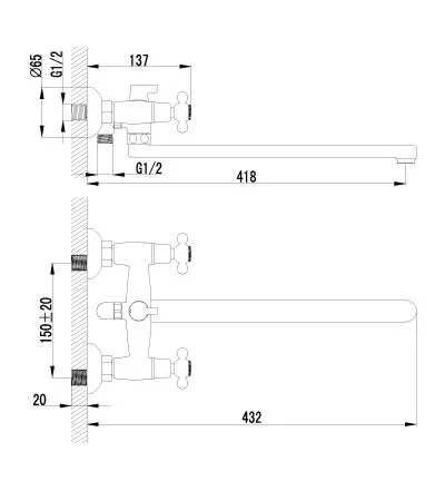 Смеситель для ванны Lemark Standard LM2112C - фото 2