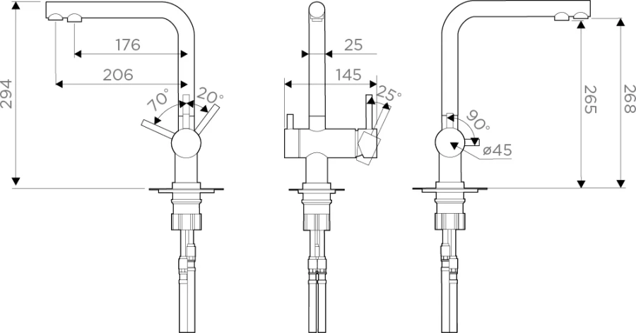 Смеситель для кухни Omoikiri Nagano-GB + Pure drop Lite графит - фото 4
