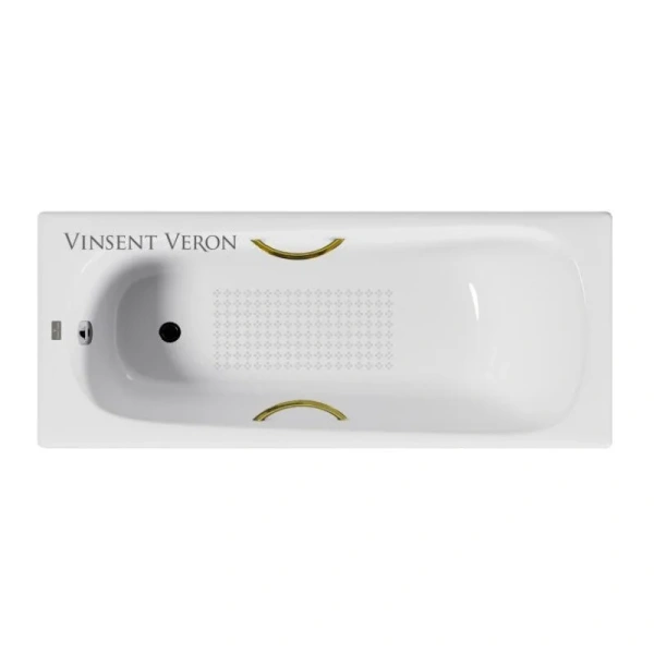 Чугунная ванна Vinsent Veron Concept VCO1707042H/VH0015GD-AS, 170 x 70 см, с антискользящим покрытием, ручки золото, цвет белый - фото 1