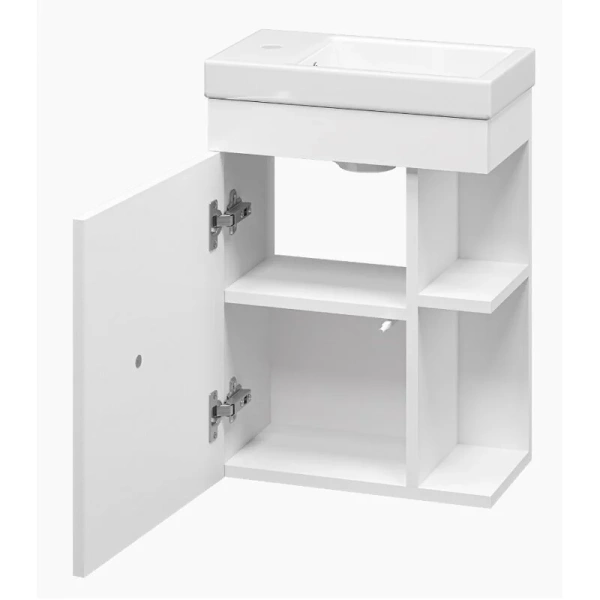 Тумба под раковину подвесная Misty Лира 40 см белая, моноблок - фото 5