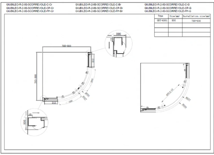 Душевой уголок Cezares Giubileo 80х80 см стекло прозрачное профиль бронза - фото 2