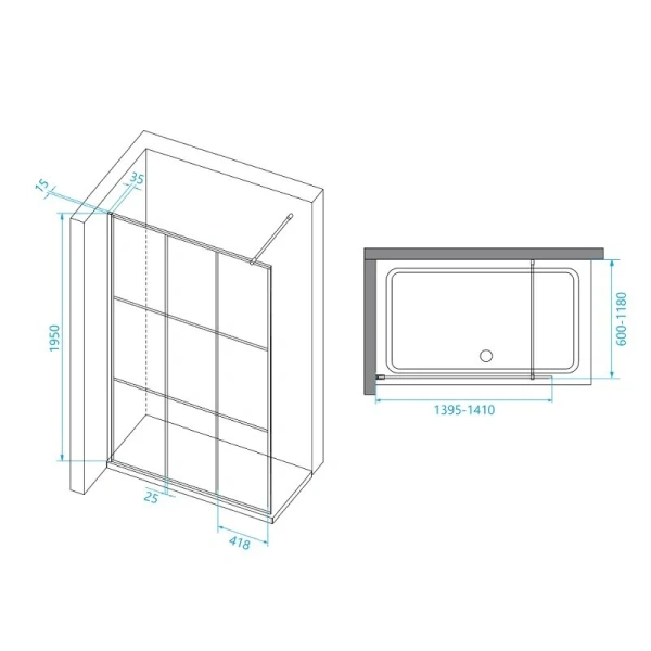 Душевая перегородка RGW Walk In WA-111B 140 см прозрачное стекло, профиль черный - фото 2