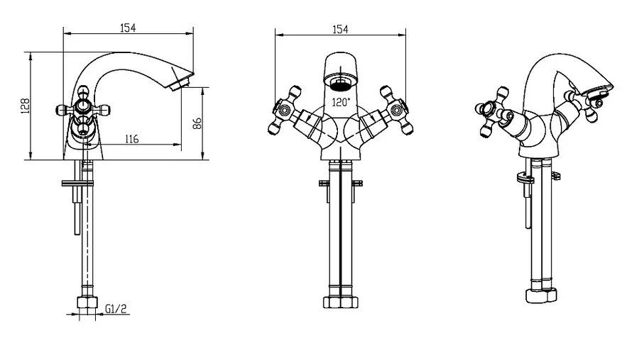 Смеситель для раковины Boheme Crystal двухвентильный - фото 2