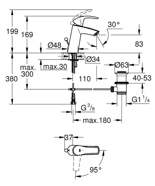 Смеситель для раковины Grohe Eurosmart 2339310E - фото 2
