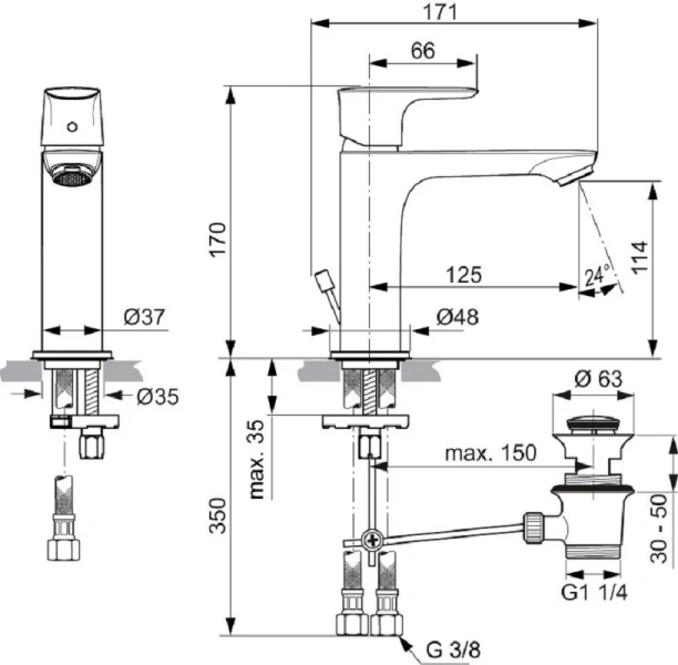 Смеситель для раковины Ideal Standard Connect Air одноручный - фото 2