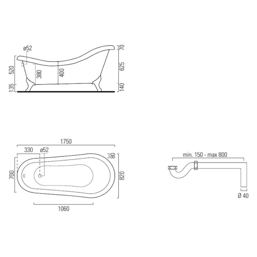 Ванна акриловая, отделка золото, GSI Classic - фото 2