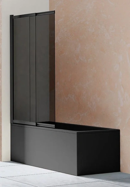 Шторка для ванны Vincea 100х145 см черная стекло тонированное - фото 1