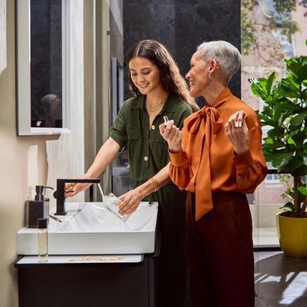 Смеситель для раковины Hansgrohe Tecturis E матовый черный, из латуни, прямоугольная форма, с донным клапаном - фото 5