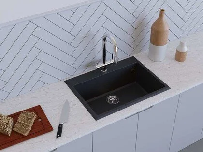 Мойка для кухни Omoikiri Tedori 68-BL 68 см черная, из искусственного гранита - фото 3